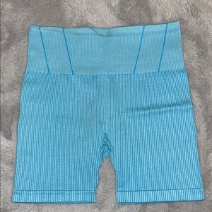 No Boundaries Aqua Blue Ribbed Bike Shorts